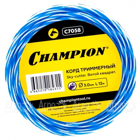 Корд триммерный Champion Sky-cutter 3.0мм, 12м (витой квадрат)  в Ижевске