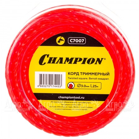 Корд триммерный Champion Twisted Square 3.0мм, 25м (витой квадрат)  в Ижевске